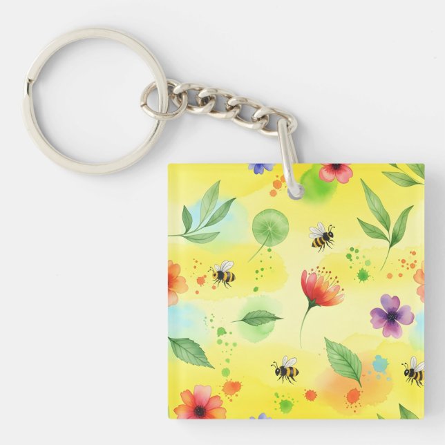 Vibrant seamless pattern keychain (Front)