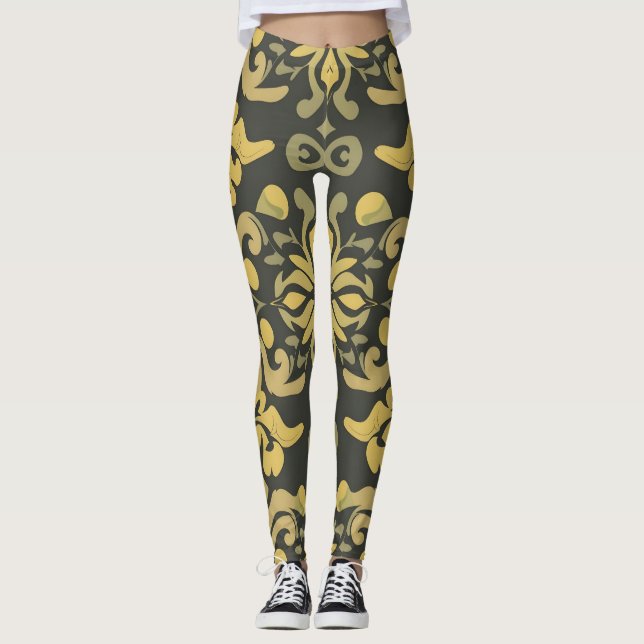 Vibrant Seamless Pattern Leggings - Elegant Decor (Front)