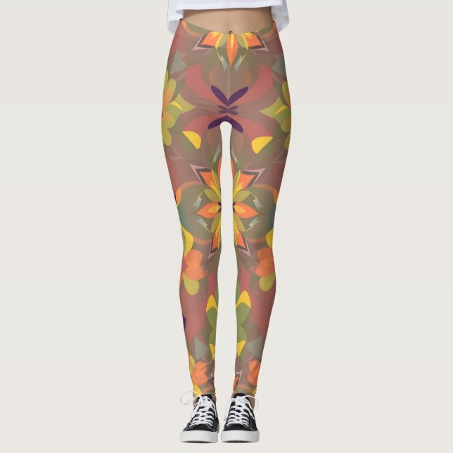 Vibrant Seamless Pattern Leggings - Soft Color Dig (Front)