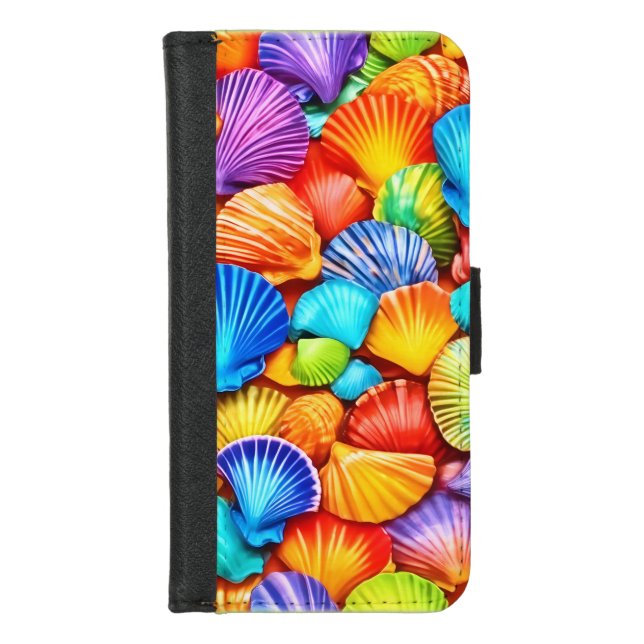 Vibrant Seashell Symphony Art iPhone Wallet Case (Front)