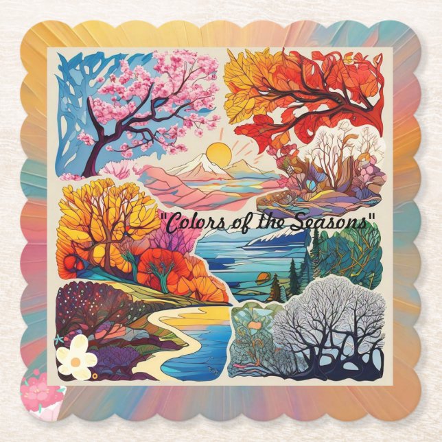 "Vibrant Seasonal Colors" Paper Coaster (Front)