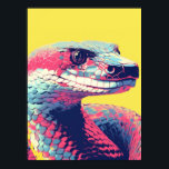 Vibrant Serpent: Pop Art Snake  Poster<br><div class="desc">This bold and colorful snake portrait in a pop art style brings a striking mix of neon hues and intricate details to life. Set against a bright yellow background, this piece exudes energy, curiosity, and style. Perfect for modern spaces, wildlife lovers, or anyone looking to add a splash of personality...</div>