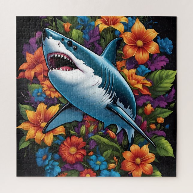 Vibrant Shark: An Abstract Puzzle (Vertical)