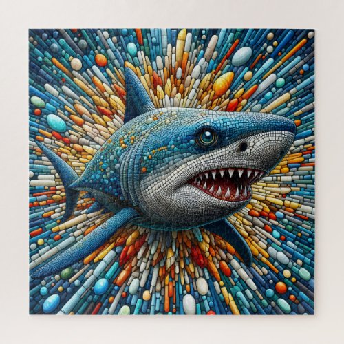 Vibrant Shark Ocean Colorful Sea Life Creatures Jigsaw Puzzle