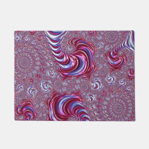Vibrant Shiny Groovy Trippy Spiraling Fractal Art Doormat