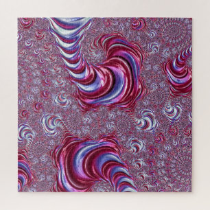 Vibrant Shiny Groovy Trippy Spiraling Fractal Art Jigsaw Puzzle