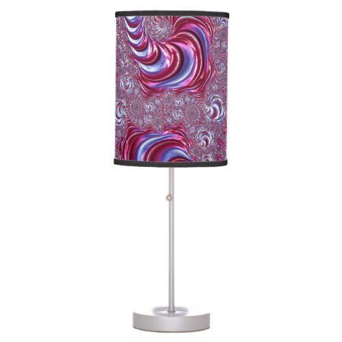 Vibrant Shiny Groovy Trippy Spiraling Fractal Art Table Lamp