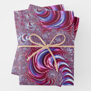 Vibrant Shiny Groovy Trippy Spiraling Fractal Art Wrapping Paper Sheets