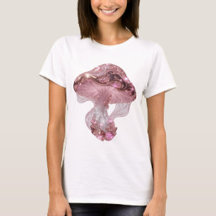Vibrant Silver GLOWING PINK MUSHROOM T-Shirt