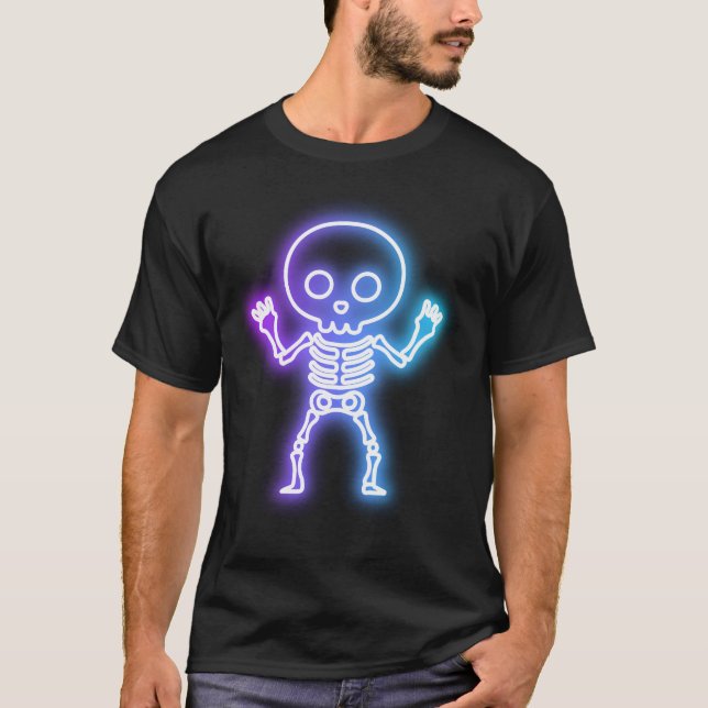 Vibrant  SKELETON Ghost Glow Halloween Graphic T-Shirt (Front)
