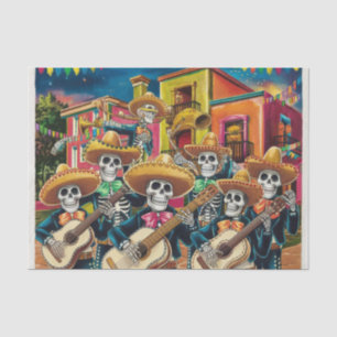 Vibrant Skeleton Mariachi Band Día de Los muertos Tissue Paper