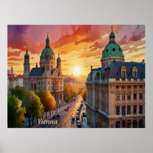 Vibrant Sketch of Vienna Monogram    Poster