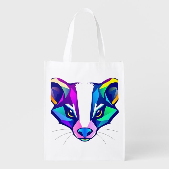 Vibrant Skunk Geometric Tote (Front)
