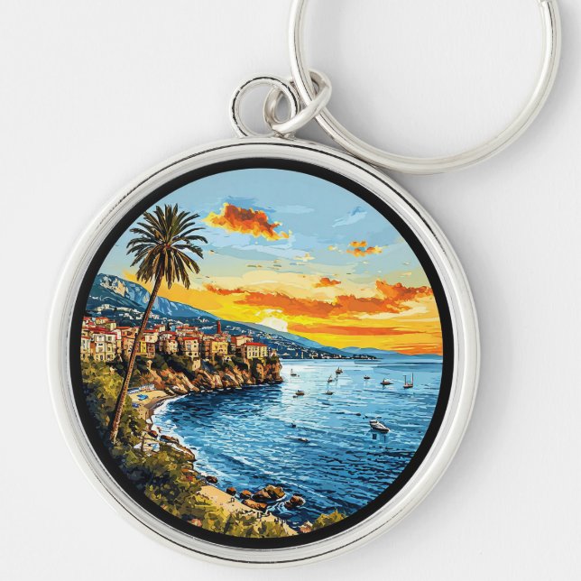 Vibrant Sky and Boats Keychain (Front)