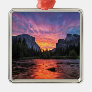 Vibrant Sky   Yosemite Valley Metal Ornament