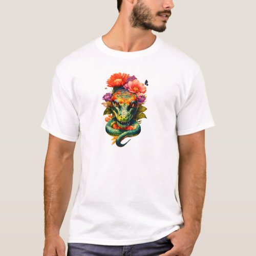 Vibrant Snake Head T_Shirt Design