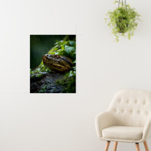 Vibrant Snake in Rainforest Rain Foam Board