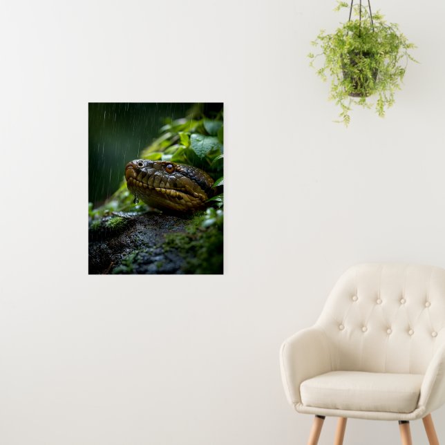 Vibrant Snake in Rainforest Rain Foam Board (In Situ (Wall))