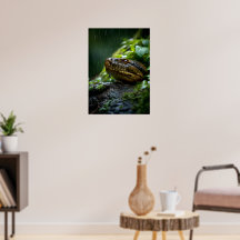 Vibrant Snake in Rainforest Rain