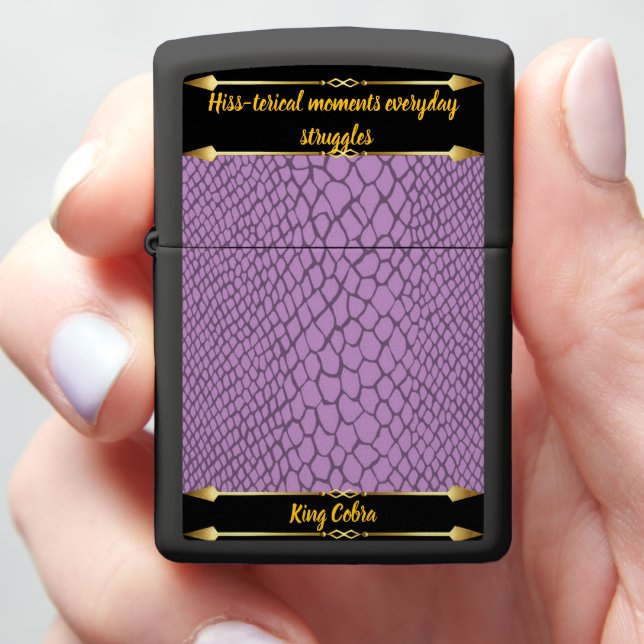 Vibrant snakeskin pattern in soft purple tones zippo lighter (In Hand)