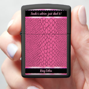 Vibrant snakeskin texture in striking pink hues zippo lighter
