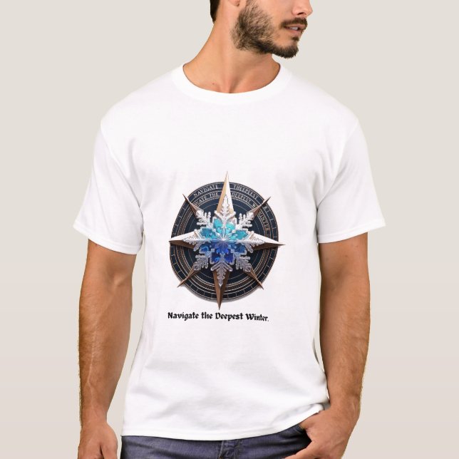 Vibrant Snowflake T-Shirt, Compass Metallic Art T-Shirt (Front)