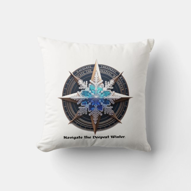 Vibrant Snowflake T-Shirt, Compass Metallic Art Throw Pillow (Front)