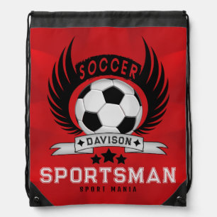 Vibrant Soccer Logo Sporty Birthday Gifts Drawstring Bag