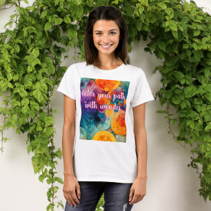 Vibrant Solar Drift Fractal Art T-Shirt for Women