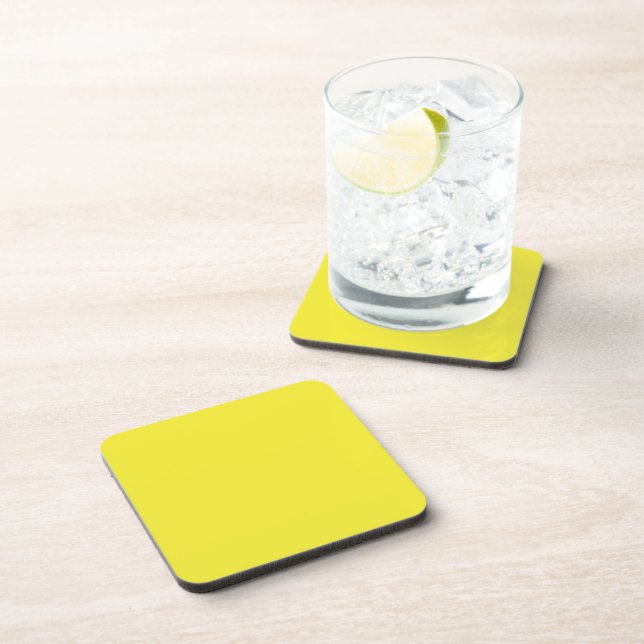 Vibrant Solid Yellow Background  Beverage Coaster (Right Side)
