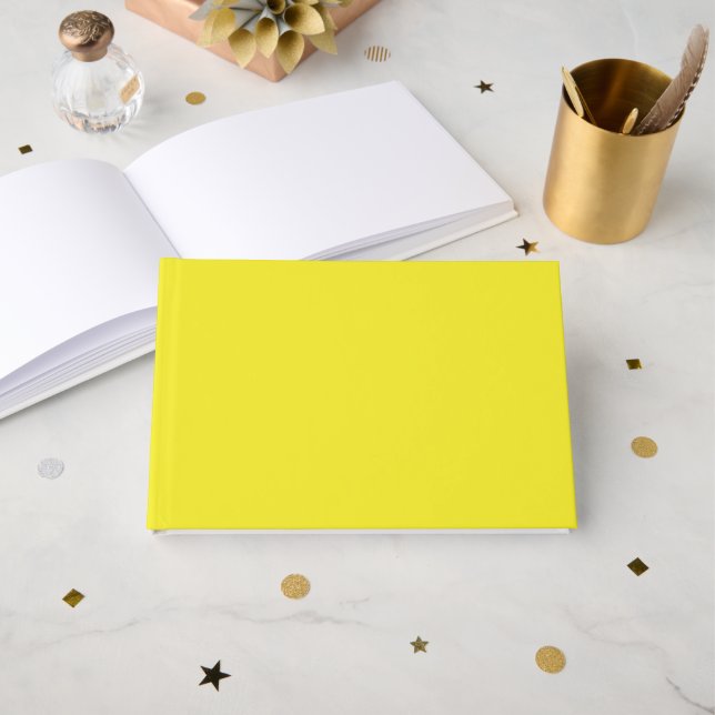 Vibrant Solid Yellow Background  Foil Guest Book (Front Open)