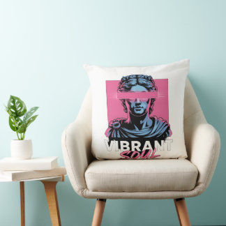 VIBRANT SOUL | Aesthetic Vaporwave Greek Statue Throw Pillow