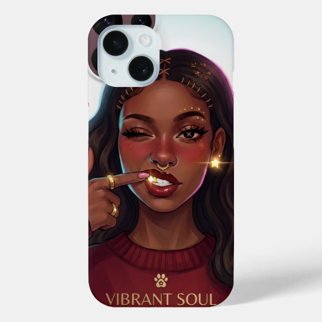 Vibrant Soul Afro Beauty Illustration  Case-Mate iPhone Case (Back)