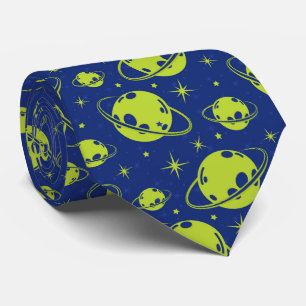 Vibrant Space Art: Planets and Stars in Harmony Neck Tie