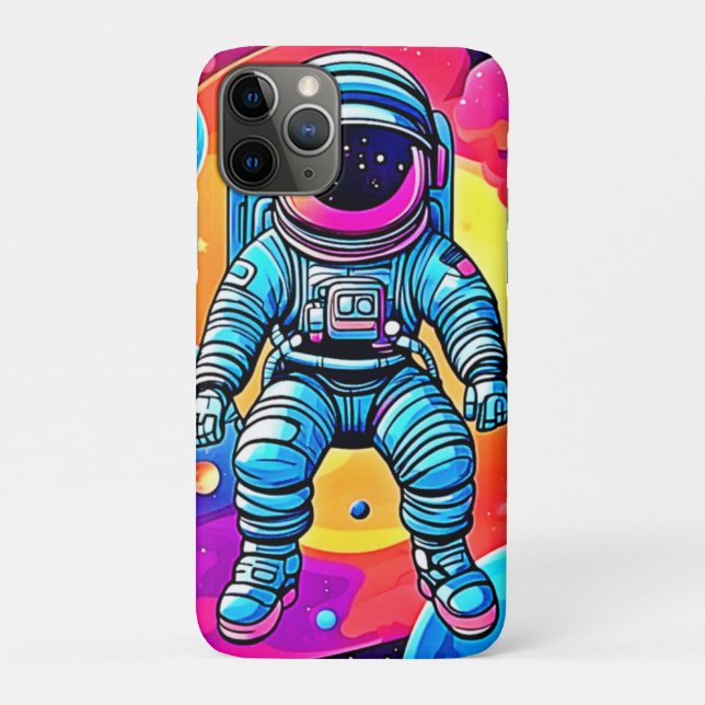 Vibrant Space Cartoon Art: Astronaut Dreams Case-Mate iPhone Case (Back)