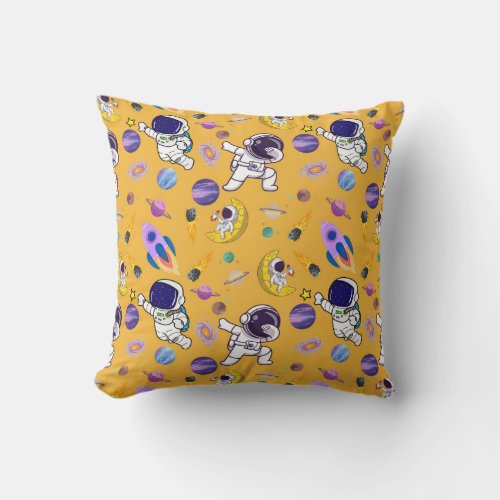 Vibrant Space Theme Throw Pillow for Kids