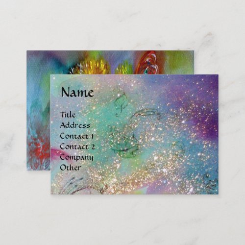 VIBRANT SPARKLING BUTTERFLIES IN BLUETeal Business Card