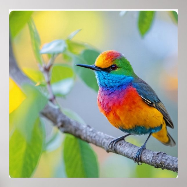 Vibrant Sparrow Perched Poster (Front)