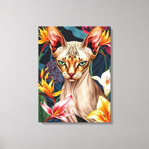 Vibrant Sphynx Cat Digital Artwork Canvas Print