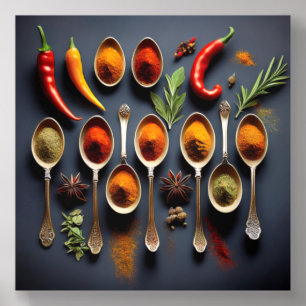 Vibrant Spice and Herb Art with Peppers Acrylic Photo Tile