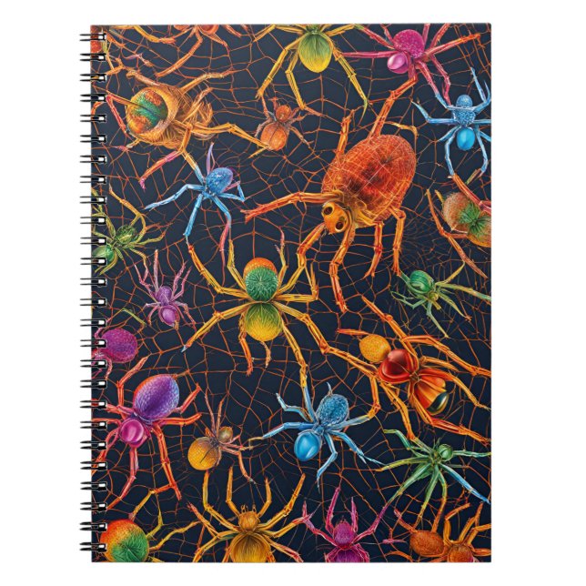 Vibrant Spider Web Notebook – Colorful Design (Front)