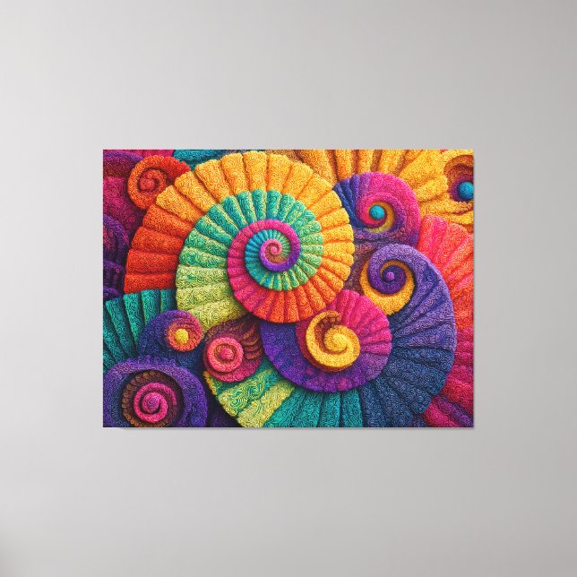 Vibrant Spiral Abstract Patterns Canvas Print (Front)