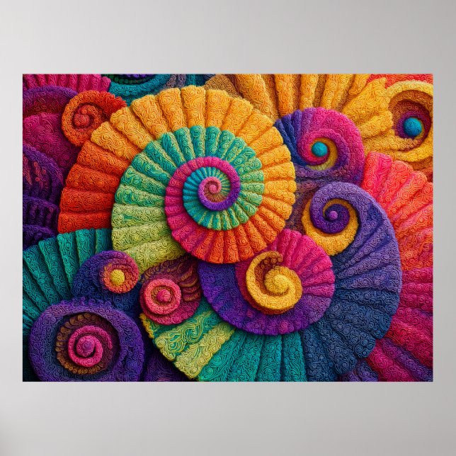 Vibrant Spiral Abstract Patterns Poster (Front)
