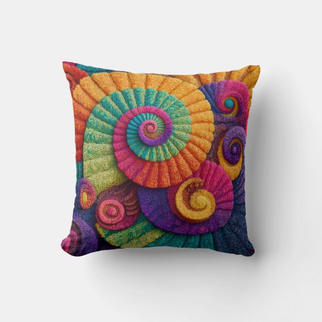 Vibrant Spiral Abstract Patterns Throw Pillow (Front)