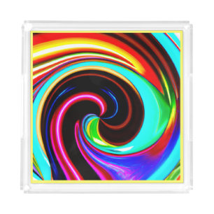 Vibrant Spiral Fantasy Pattern Acrylic Tray