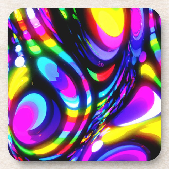 Vibrant Spiral Fantasy Pattern Beverage Coaster (Front)