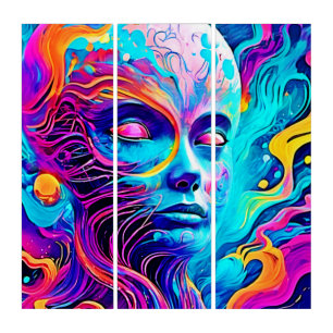 Vibrant Spirit Face Design Triptych