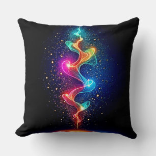 Vibrant Spirit: Neon Energy Swirl Art Throw Pillow