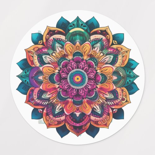Vibrant Spiritual Colorful Mandala Art Labels