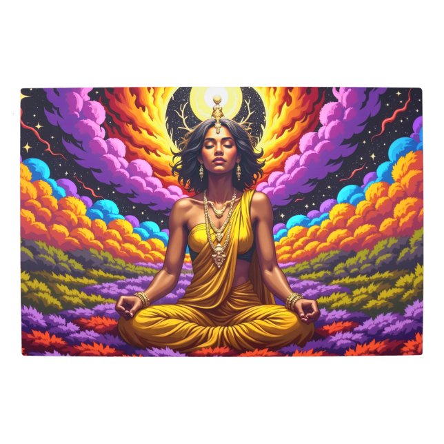 Vibrant Spiritual Meditation Metal Wall Art (Front)